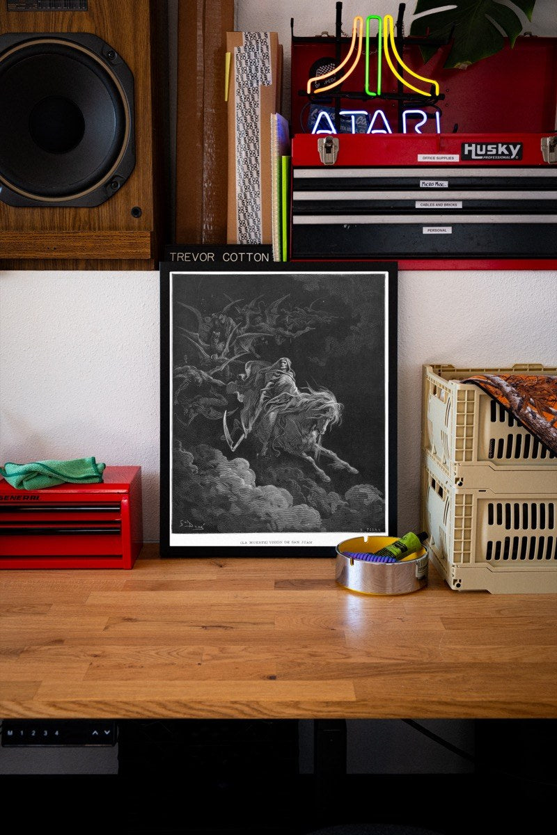 The Vision of St. John (Death on the Pale Horse), by Gustave Dore art print styled in a room setting