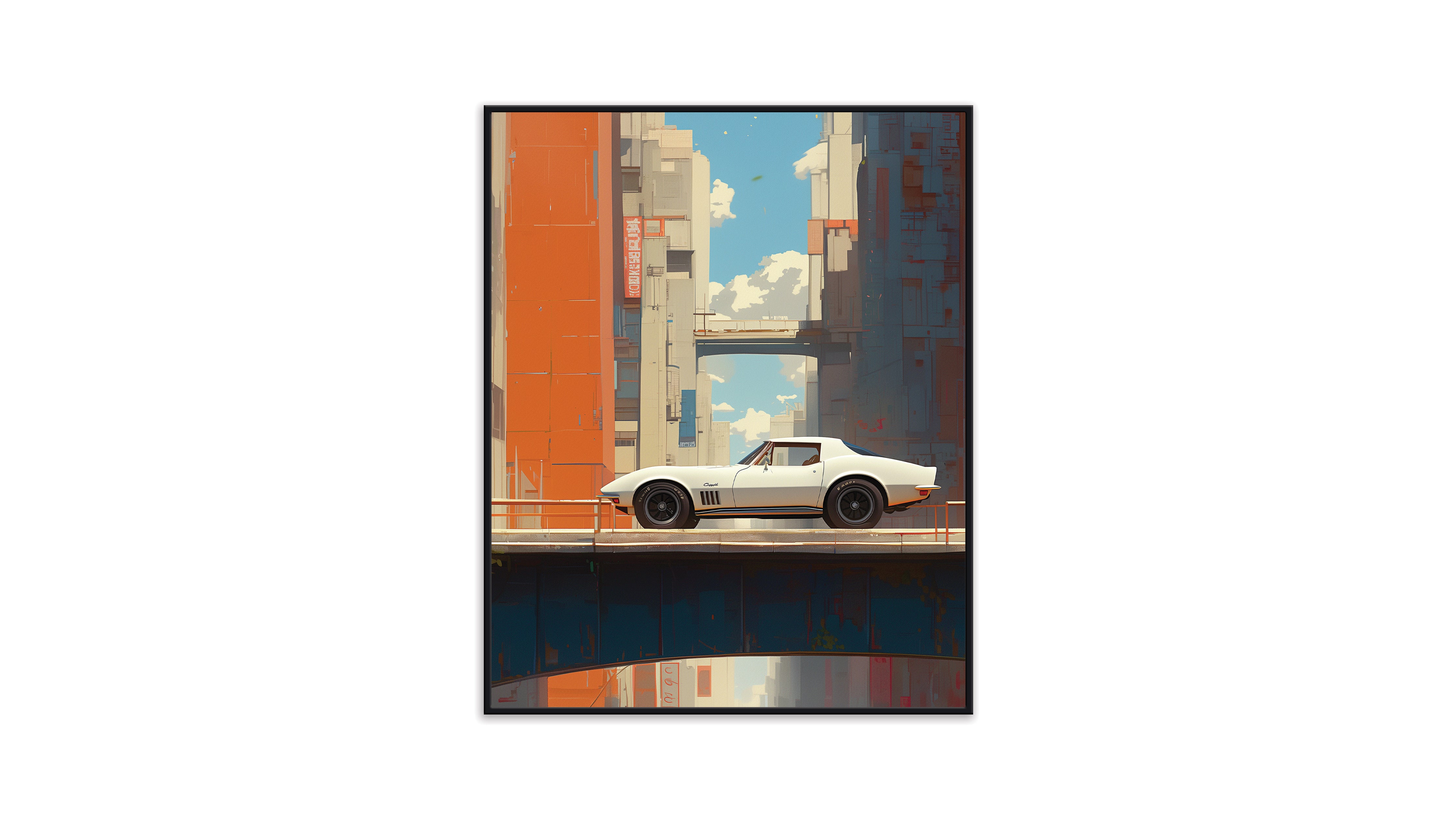 White Corvette - Medium Poster