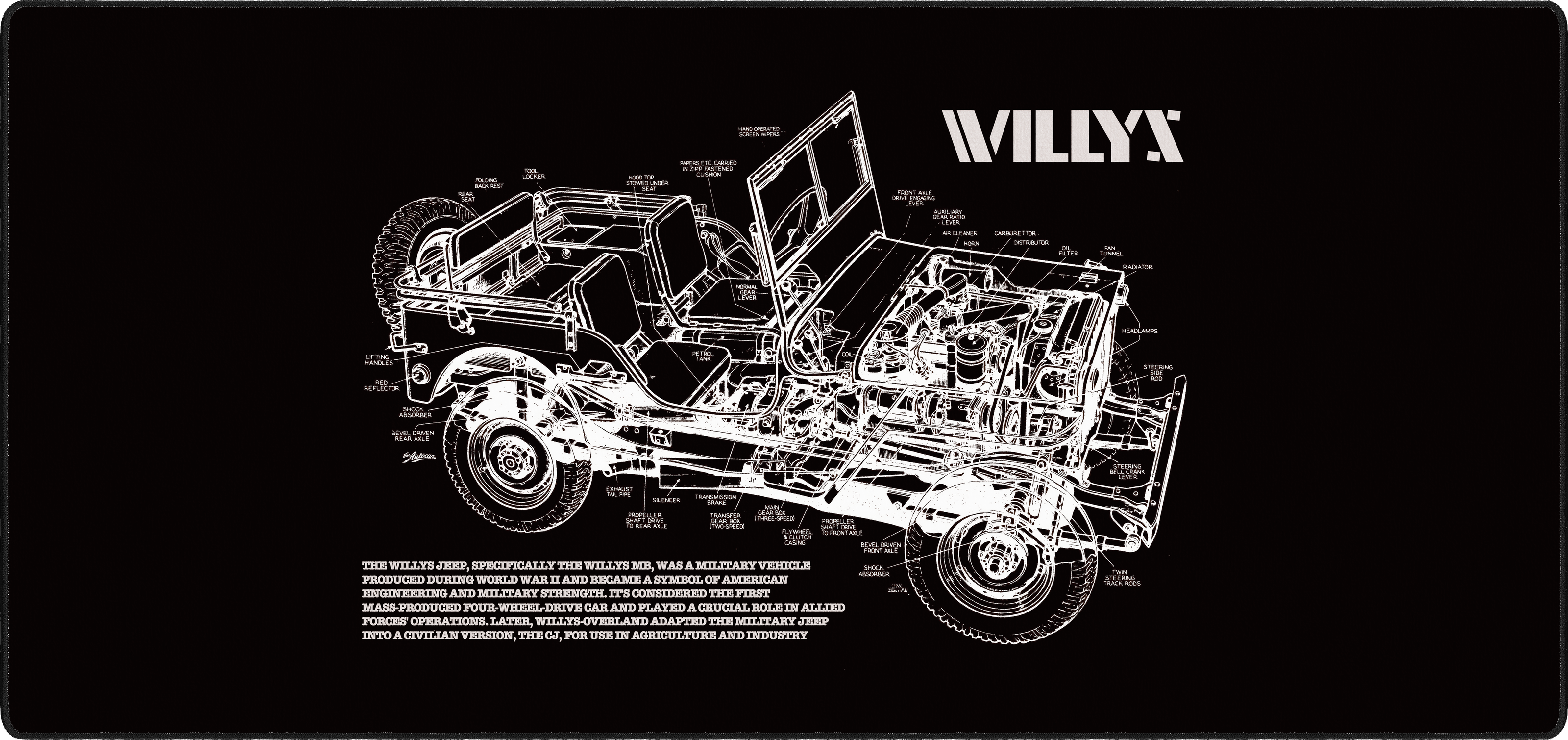 WILLYS mousepad thumbnail, Black, Large/XXL