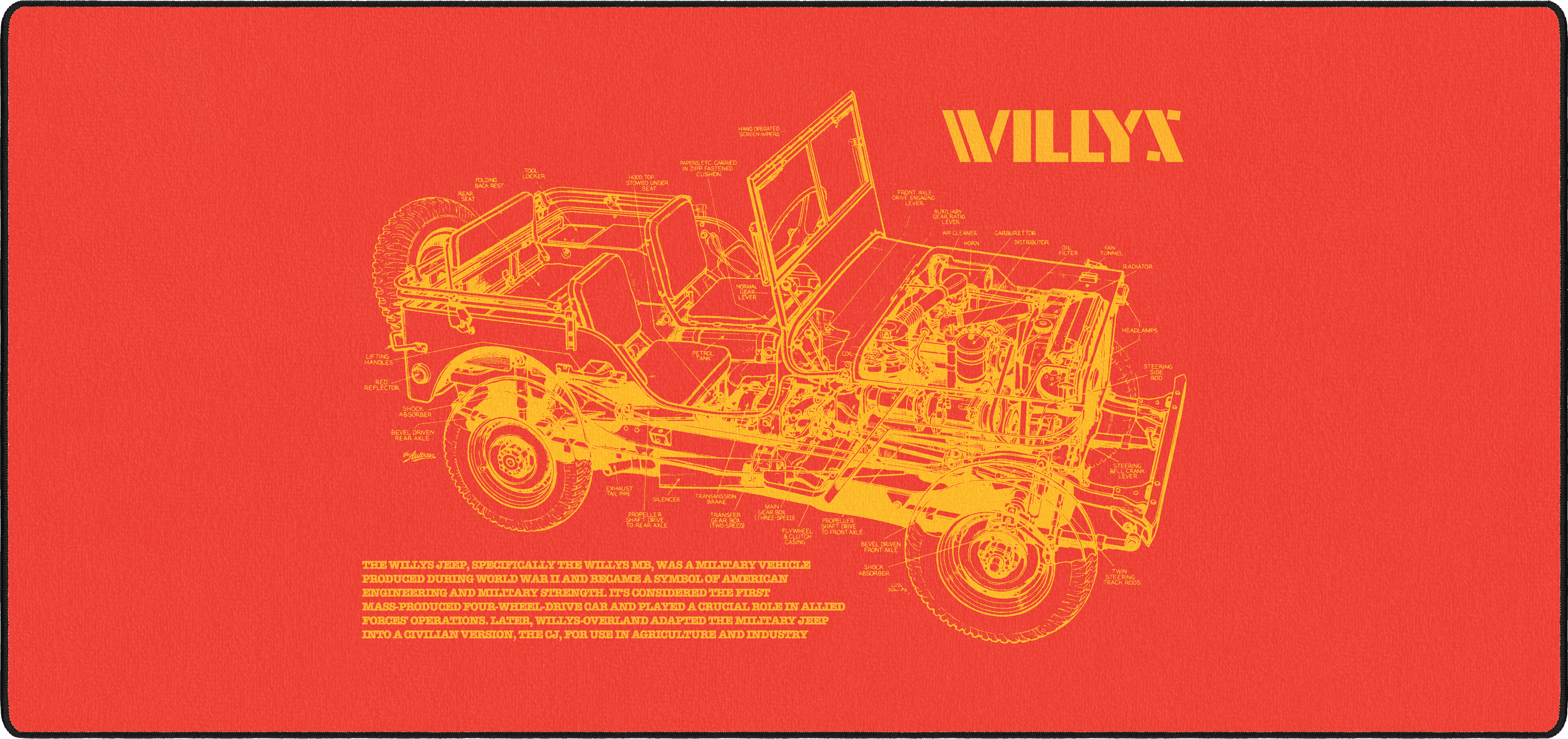 WILLYS mousepad thumbnail, Orange, Large/XXL