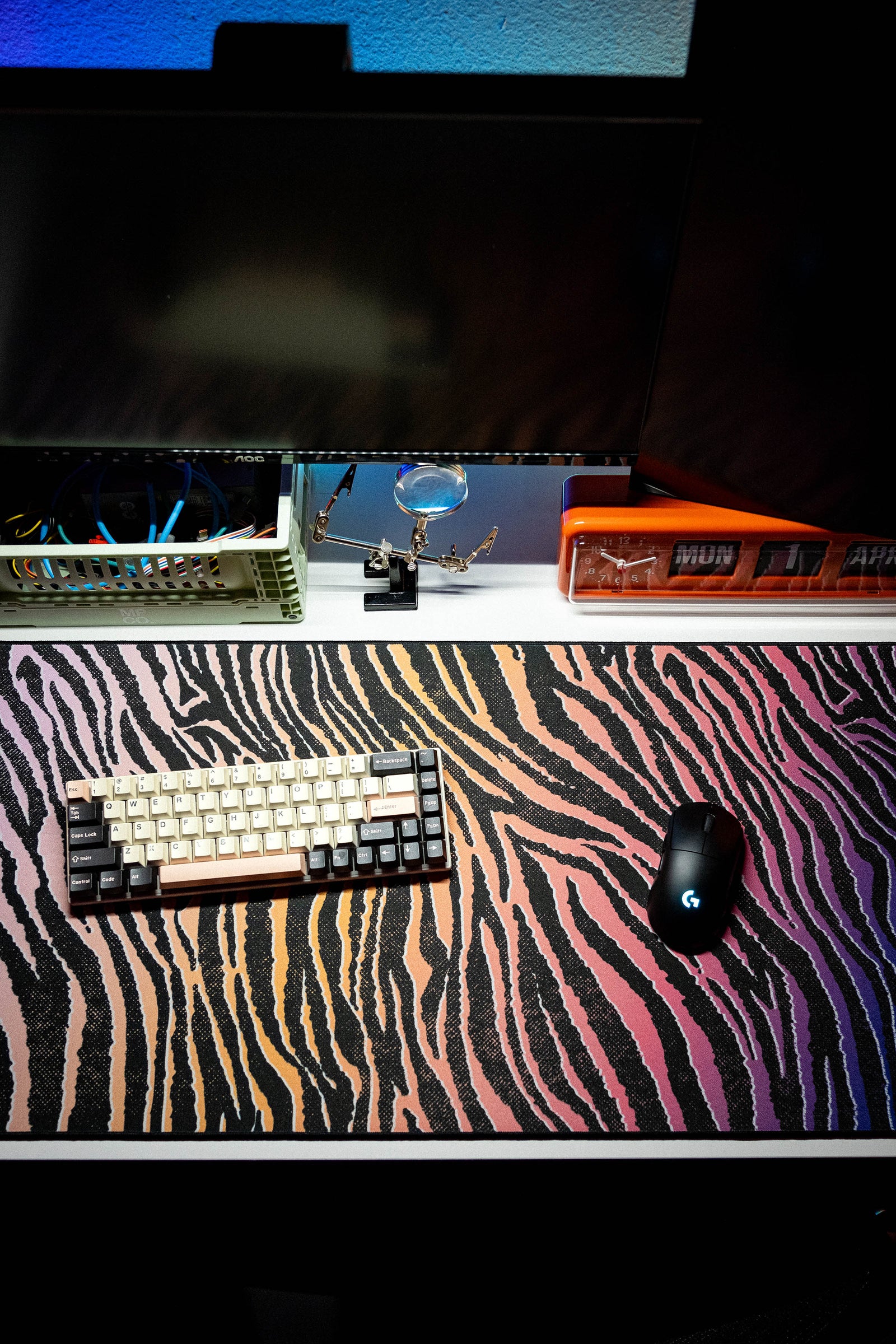 Zebra - Blue desk setup