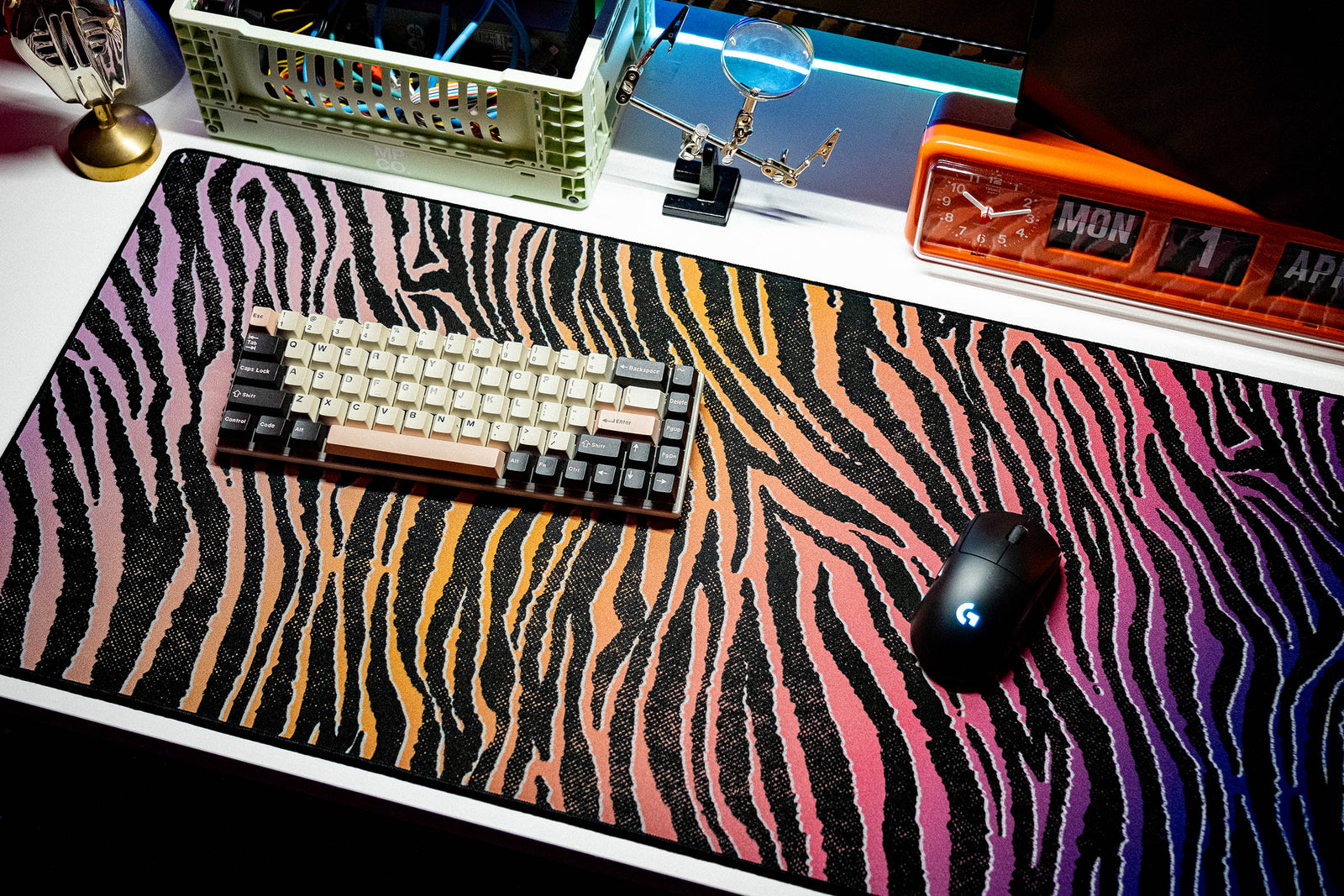 Zebra - Purple desk setup