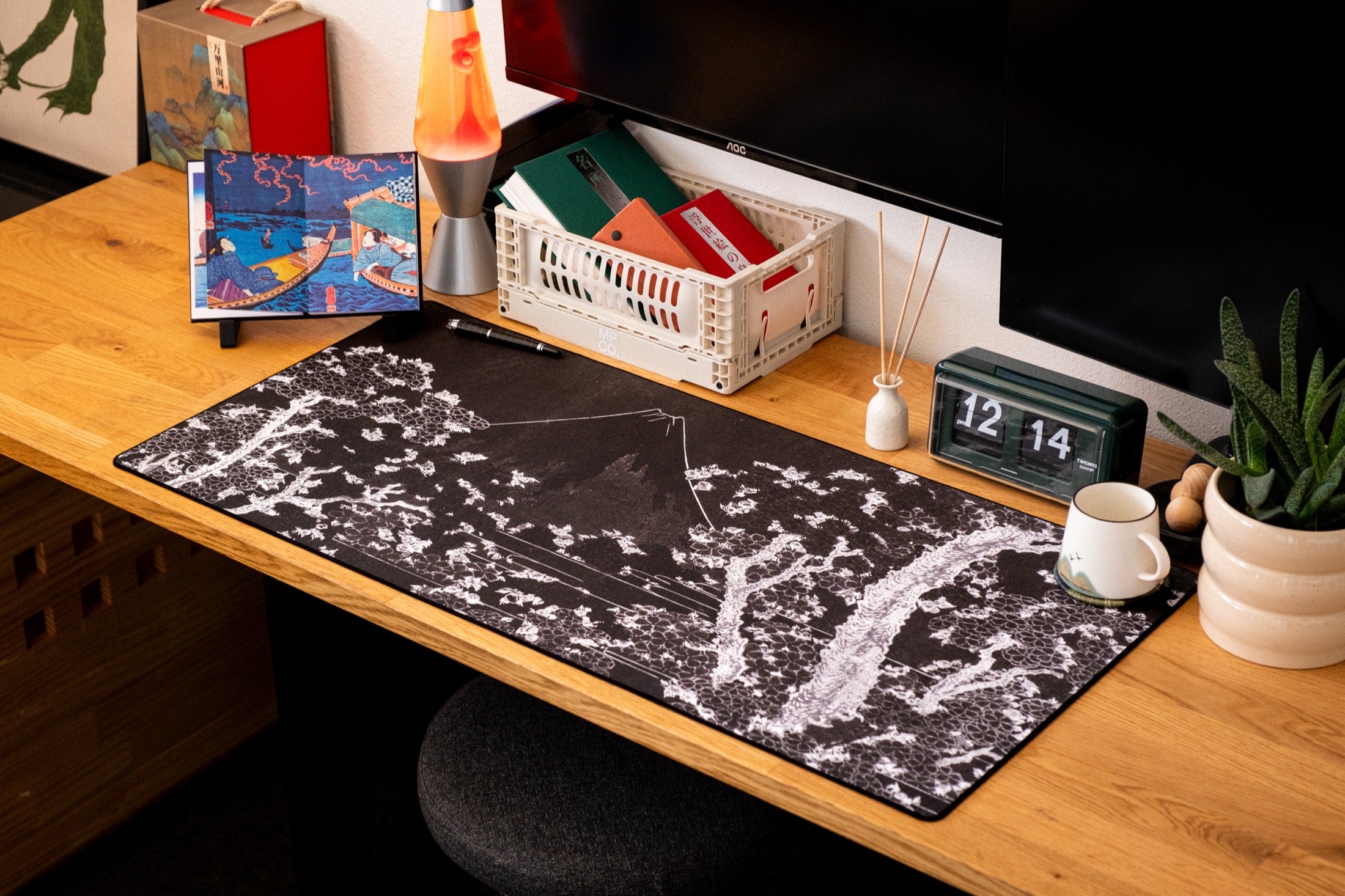 MPCO Mt. Fuji mousepad on a wooden desk